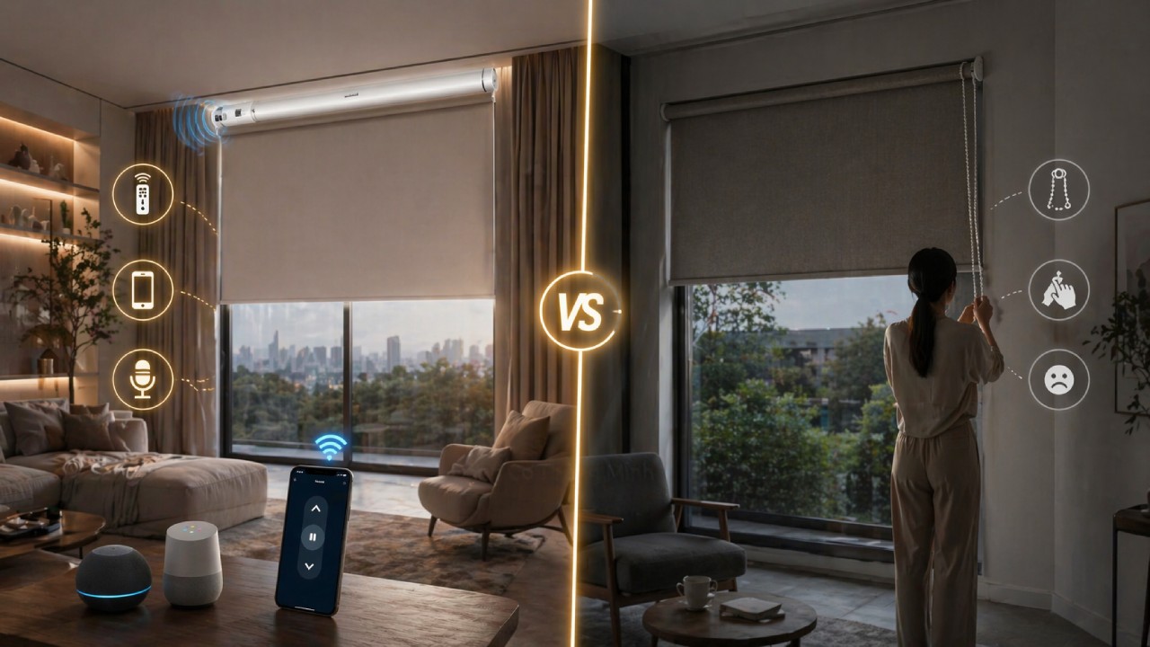 Rèm cuốn tự động cao cấp khác gì loại thường