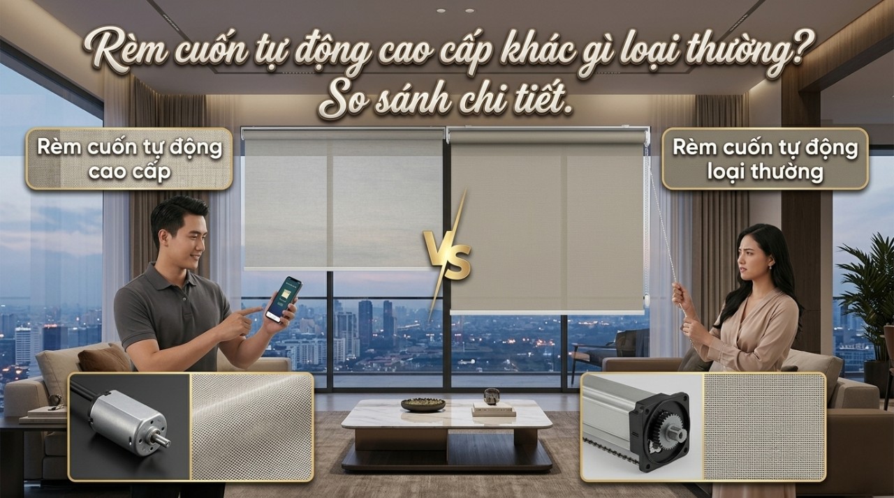 Rèm cuốn tự động cao cấp khác gì loại thường