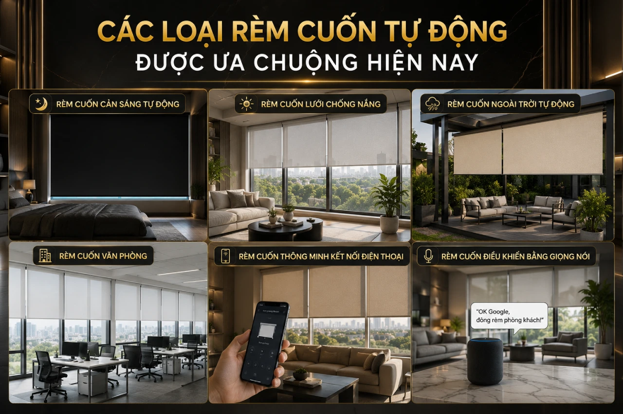 Các Loại Rèm Cuốn Tự Động Được Ưa Chuộng Hiện Nay