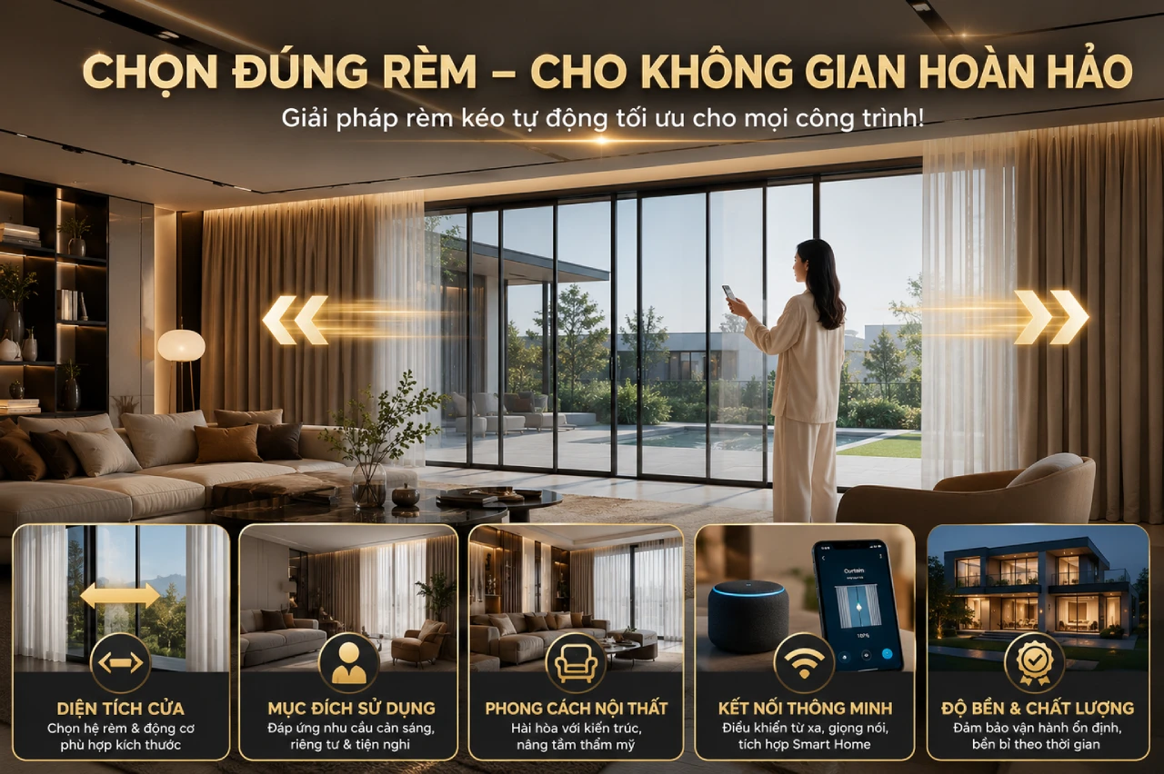 Cách Lựa Chọn Rèm Kéo Tự Động Phù Hợp Cho Từng Công Trình
