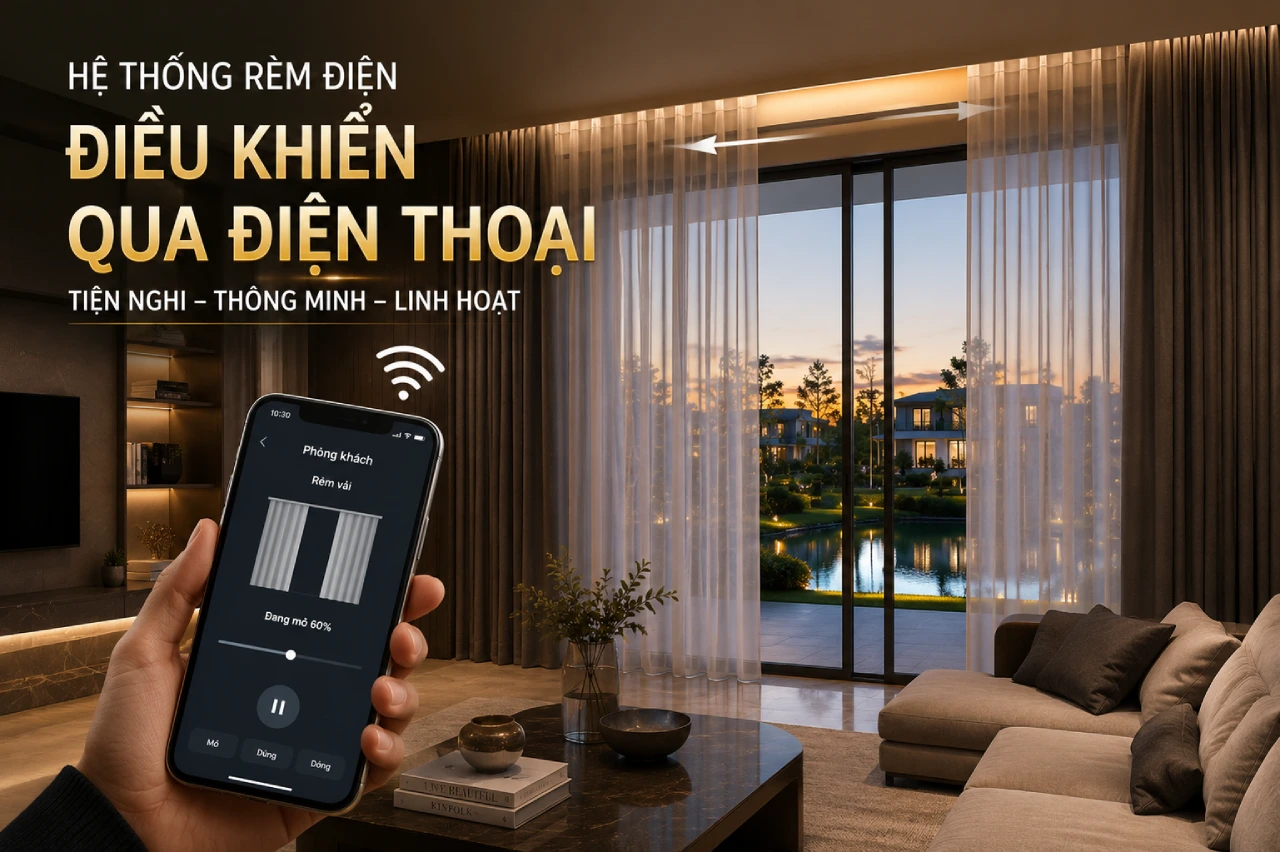 Hệ thống rèm điện điều khiển qua điện thoại có gì nổi bật