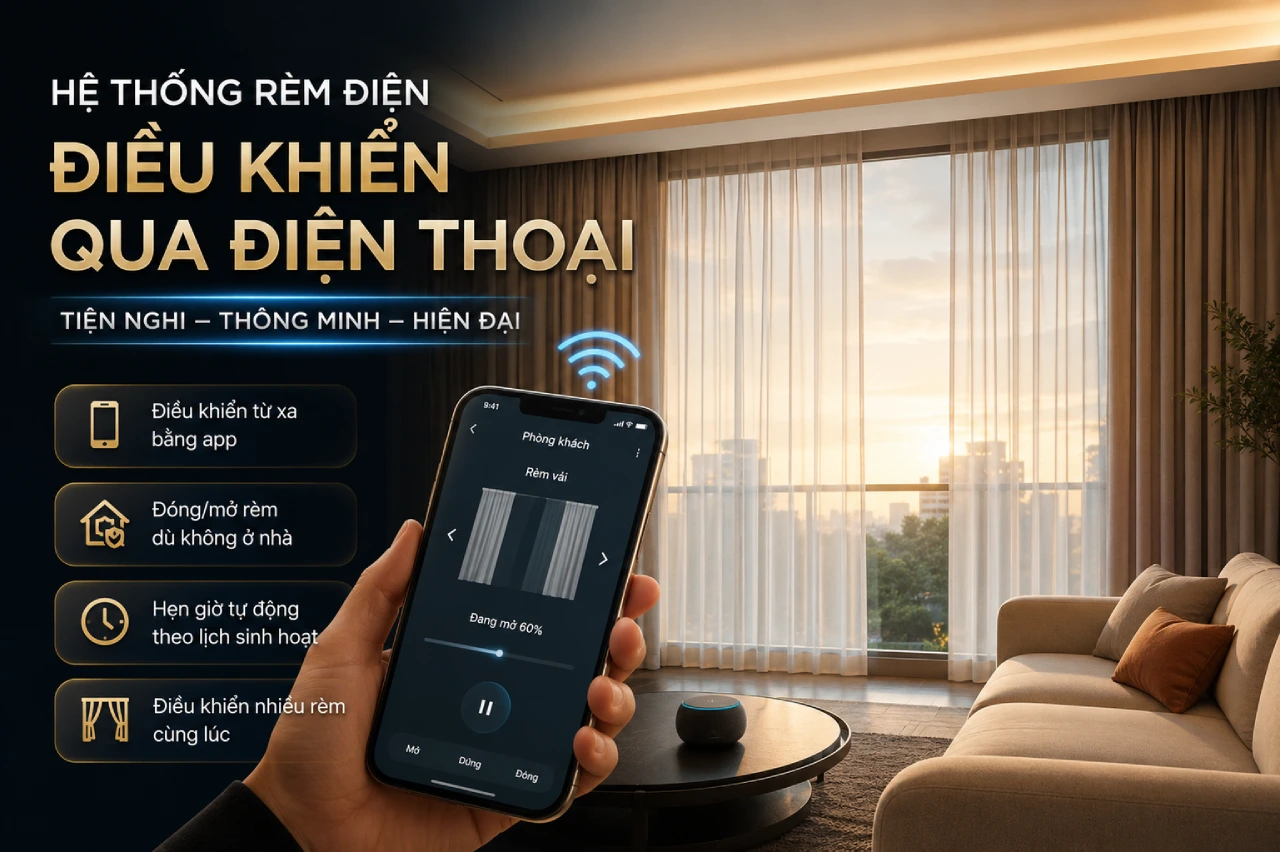 Hệ thống rèm điện điều khiển qua điện thoại có gì nổi bật
