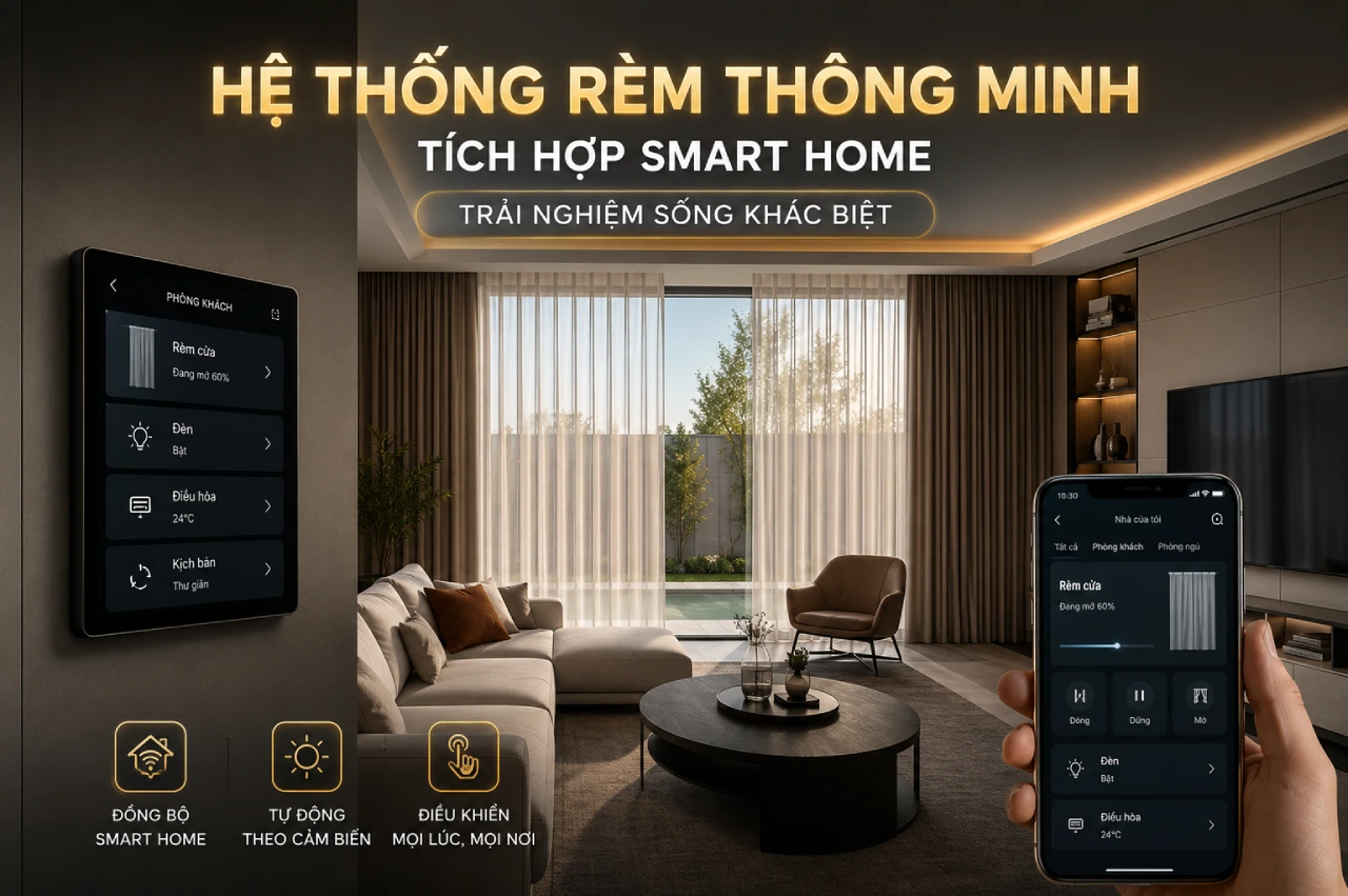 Hệ thống rèm thông minh tích hợp Smart Home mang lại trải nghiệm sống khác biệt