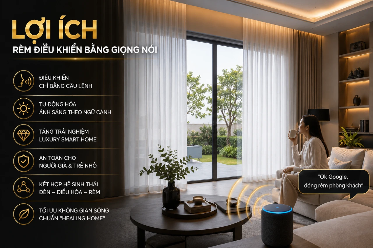 Lợi Ích Khi Sử Dụng Rèm Điều Khiển Bằng Giọng Nói