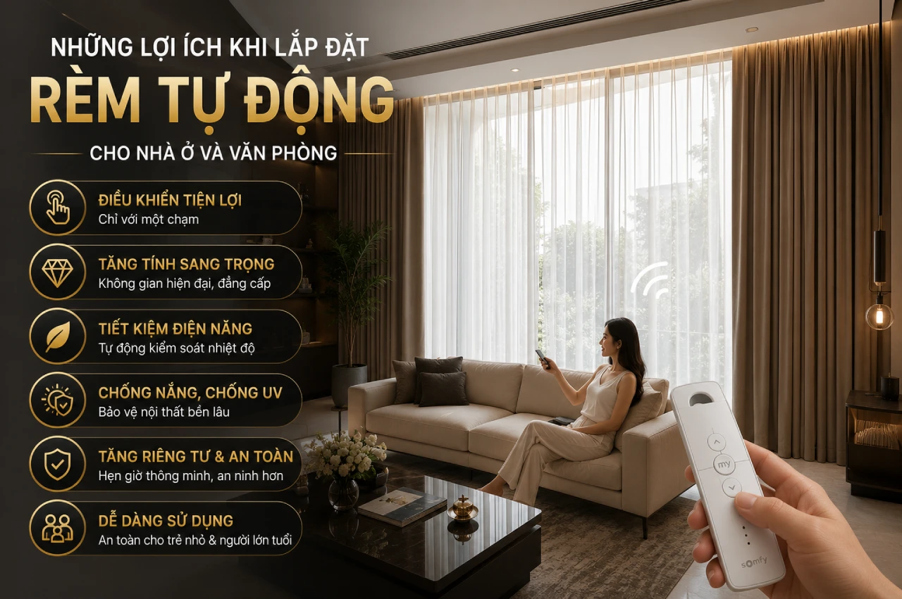 Những Lợi Ích Khi Lắp Đặt Rèm Tự Động Cho Nhà Ở Và Văn Phòng