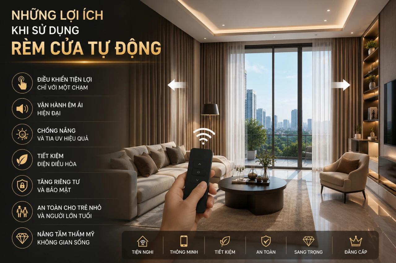 Những Lợi Ích Khi Sử Dụng Rèm Cửa Tự Động