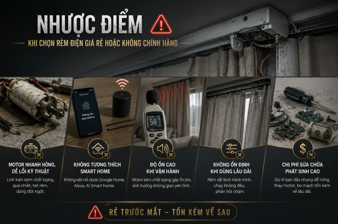 Nhược Điểm Khi Chọn Rèm Điện Giá Rẻ Hoặc Không Chính Hãng
