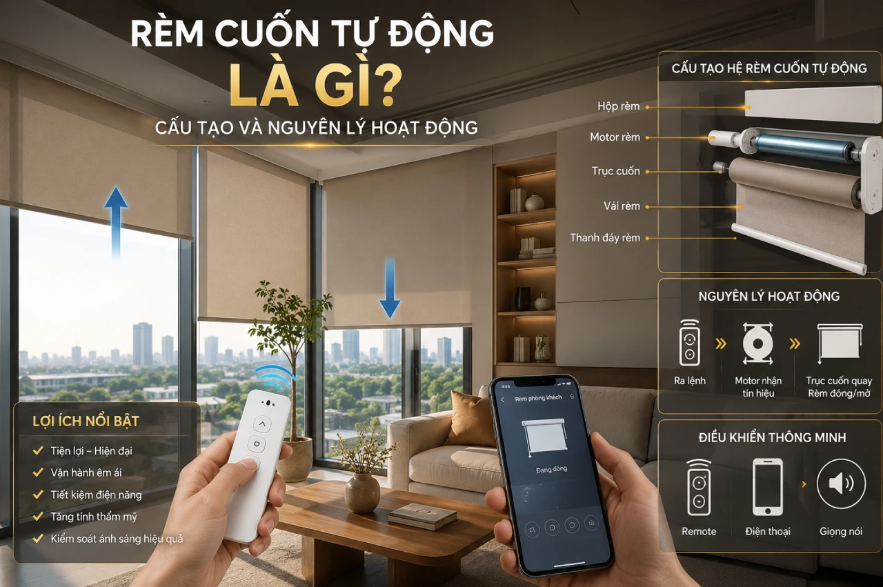 Rèm Cuốn Tự Động Là Gì Cấu Tạo Và Nguyên Lý Hoạt Động
