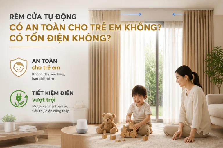 Rèm cửa tự động có an toàn cho trẻ em không Có tốn điện không dd
