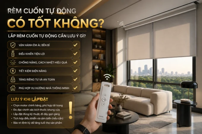 Rèm cuốn tự động có tốt không Lắp rèm cuốn tự động cần lưu ý gì