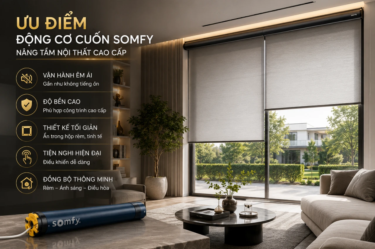 Ưu Điểm Của Động Cơ Cuốn Somfy Trong Thiết Kế Nội Thất Cao Cấp