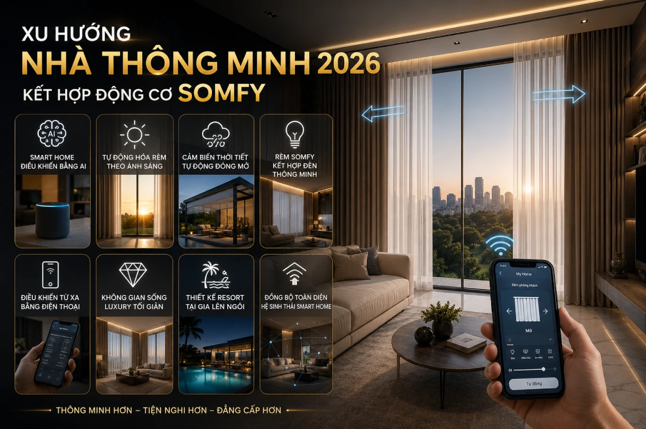 Xu Hướng Nhà Thông Minh 2026 Kết Hợp Động Cơ Somfy