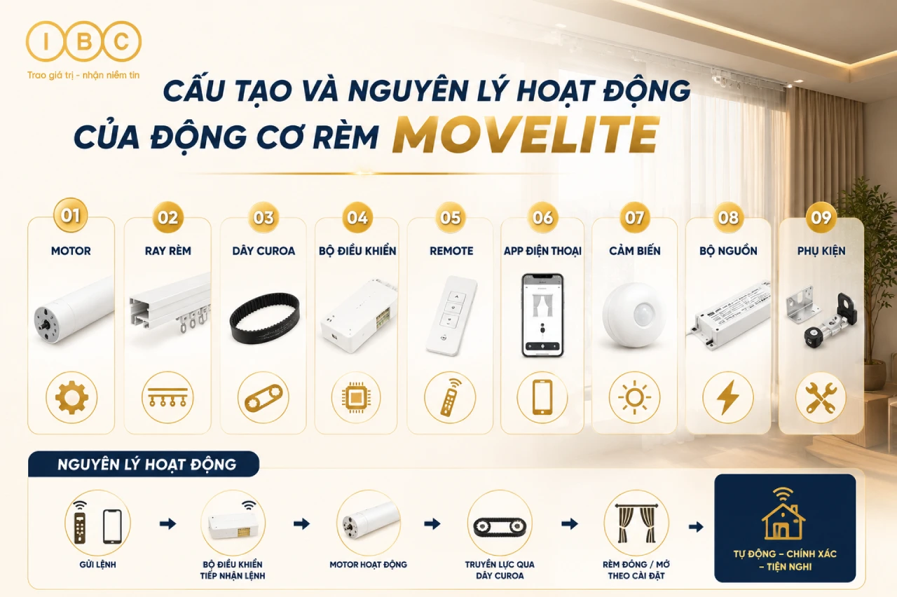Cấu tạo và nguyên lý hoạt động của động cơ rèm Movelite