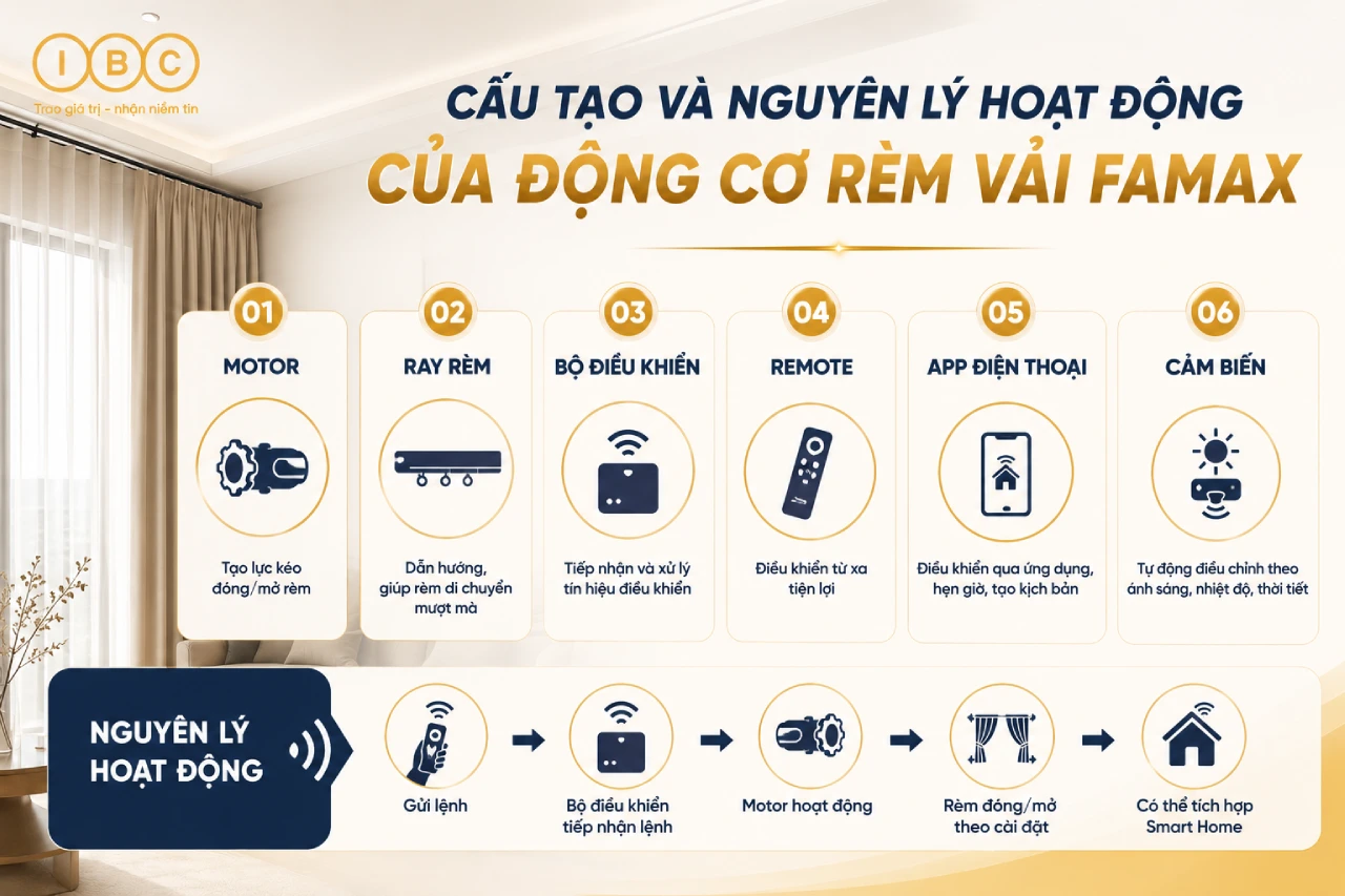 Cấu tạo và nguyên lý hoạt động của động cơ rèm vải Famax