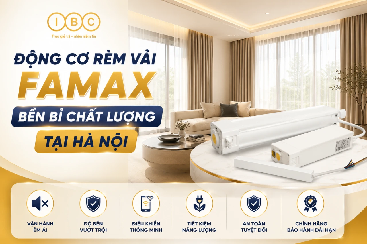 Động cơ rèm vải Famax bền bỉ chất lượng tại Hà Nội dd